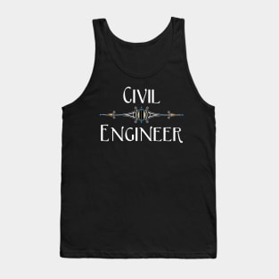 Civil Engineer Decorative Line White Text Tank Top